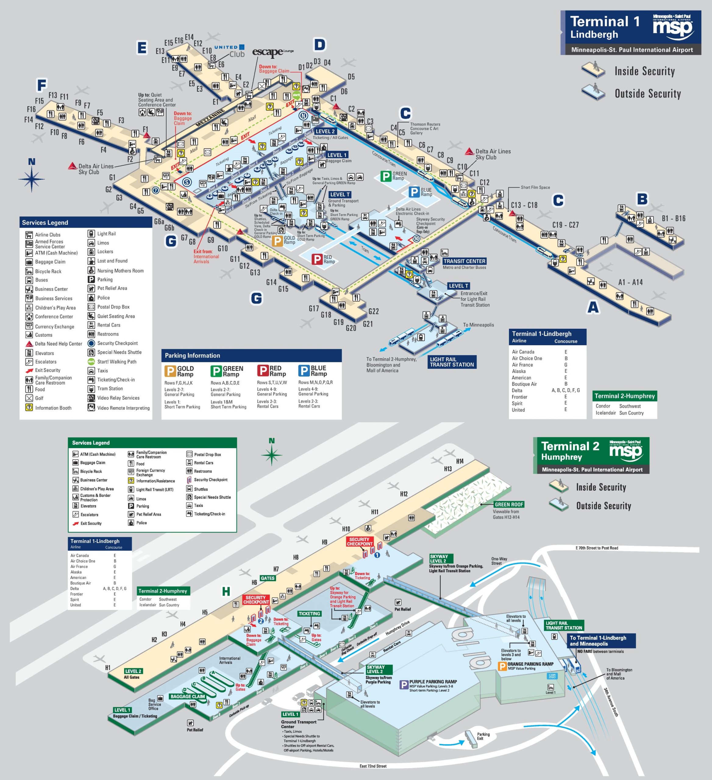 Terminals map msp airport